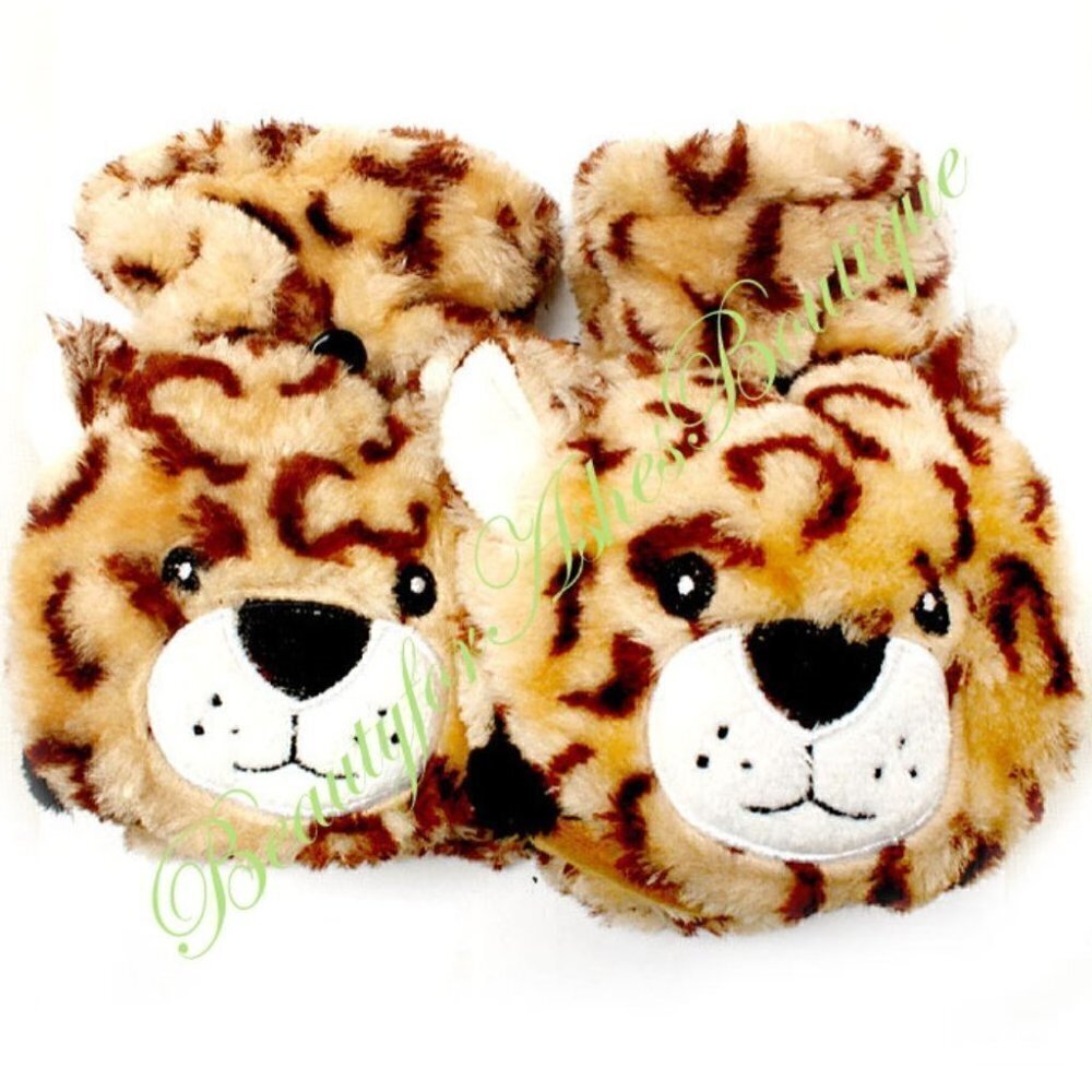 D & Y Womens Kids Winter Hand Gloves Flip Top Glomitt Wool Blend Mittens LEOPARD